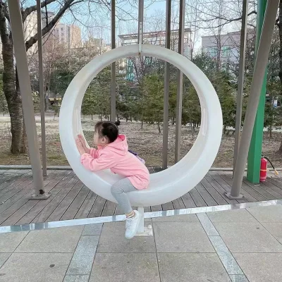 Manufacturer Led Leisure Furniture Hanging Round Swing Outdoor White Plastic Park Patio Garden Beach Swing Chair for Kids Adults