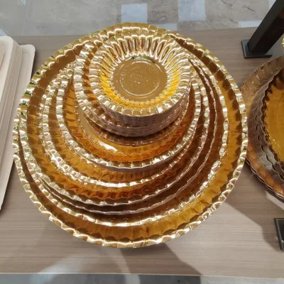 Disposable Food Grade Light Luxury Round Thickened Paper Tray for Birthday Parties & Hotels
