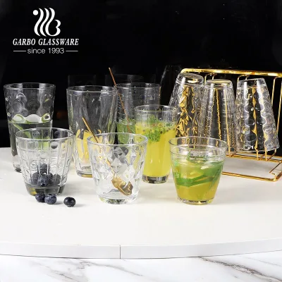Dishwasher Safe Tempered Glass Tumbler Clear Rock Glass Cup 16.5OZ Durable Water Glasses Engraved Cup Hot Cold Drink Glasses