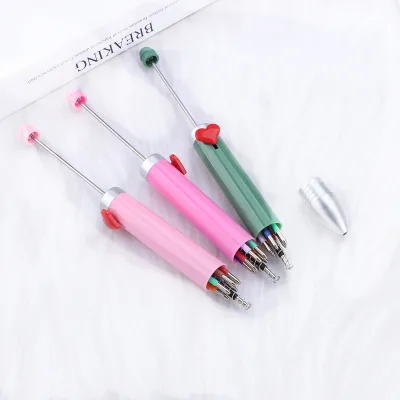 Love Valentine'S Day Mini Business Beadable Pens Charms Cute Puzzle Multi Color Jewelry Beaded Ball Pen Diy Beads Pen