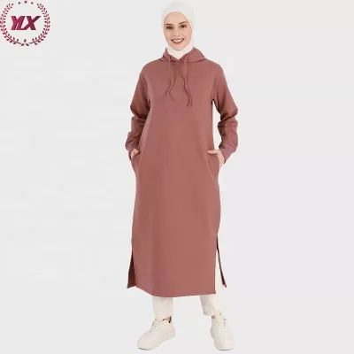 Latest Jubah Design Long Sleeve Muslim Sport Wear Confort Breathable Knitted Ladies Kaftan Dress Hoodie Contract Islamic Kebaya