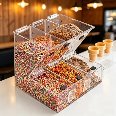 Modern Customized Design Candy Box Top Dispenser with Spoon Candy and Snack Storage Acrylic Capacity Dispenser