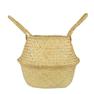 Different Size Flower Plant Pot Woven Seagrass Belly Basket Fold-able Planter