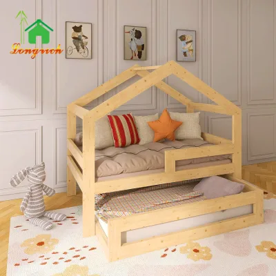 Extended Baby to Montessori Toddler House Trundle Bed for Extender Wooden Toddler Bed
