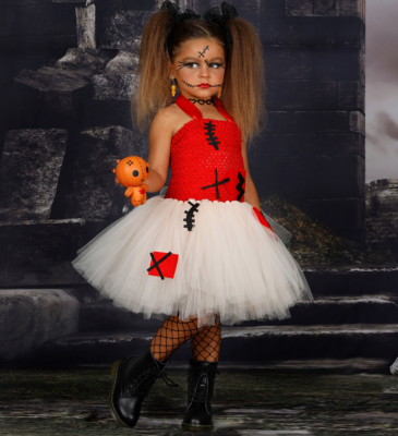 Halloween Party Costumes Hot Sale Halloween Festival Kids Dress Clothing Gothic Style Voodoo Doll Party Wear Girl Costumes