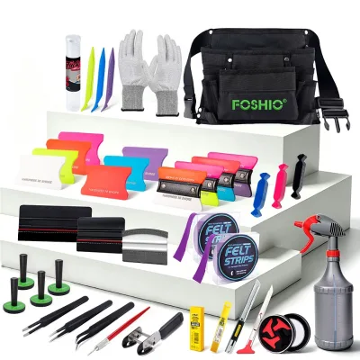 Foshio Car Tint Vinyl Wrap Tool Bag Window Tint Squeegee Felt Strips Tweezer Tuck Tool Set Upside-Down Sprayer Bottle