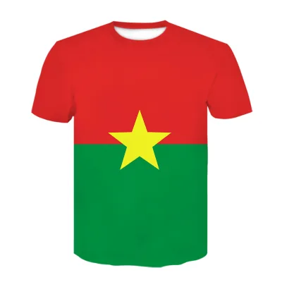 Bulk Sale Custom Promotional Short Sleeve Polyester Burkina Faso Country Flag T-shirt for Men
