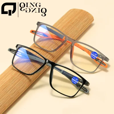 Flexible Elastic Spring Hinge TR90 Sport Rectangle Gafas De Lectura Anti Blue Light Women Men Unisex Qingqing Reading Glasses
