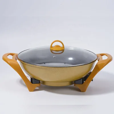 Factory Direct Gold Ingot Electric Wok 1500W Fast Heating Non-Stick Multi Cooker for Home Kitchen