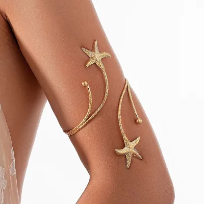 Wholesale Women's Papillon Mariposa Arm Cuff Unique Exaggerated Bangle with Snake Leaf Flower Butterfly Starfish Motifs Bracelet