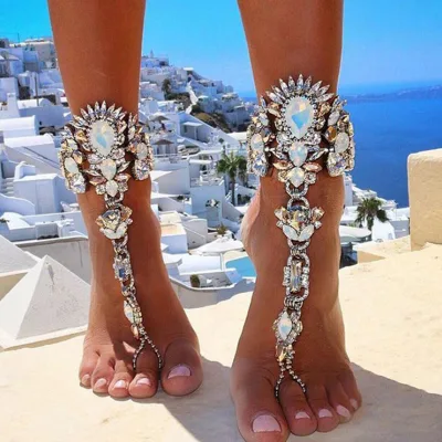 Europe Fashion Accessories Popular Elements Anklet Gold Silver Exaggeration Metal Diamond Anklet for Women and Girls Gifts