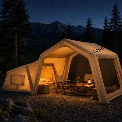 Customize LogoLarge Two Bedroom Inflatable Camping Tent Waterproof Windproof Luxury Glamping Family Outdoor Commercial OEM/ODM