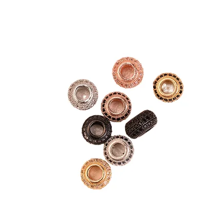 Brass CZ Pave Micro Spacer Beads Flat Plated Cubic Zirconia Ball Charms Bracelet Connector Jewelry Making Xinyi HA0020