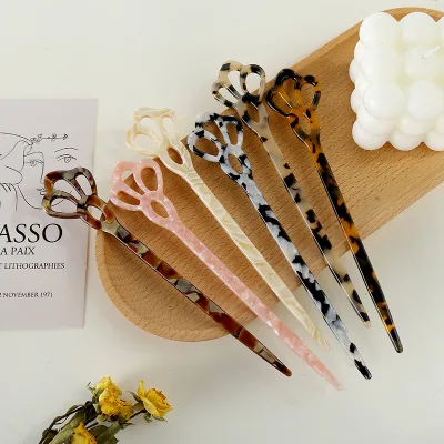 2023 Japanese Girls Simple New Design Hot Selling Custom Hair Stick Accessories Women Acetic Acid Black Hair Pin Forks Accesorios Mujer