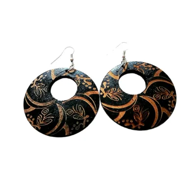 Fashion Dangle Earrings,Hot Sale Round African Pattern Wooden Earrings From China Factory