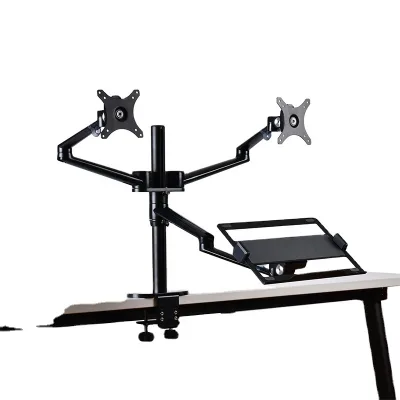 Aluminum Working Station Dual Monitor Stand Adjustable  Laptop Arm Clamp Desk