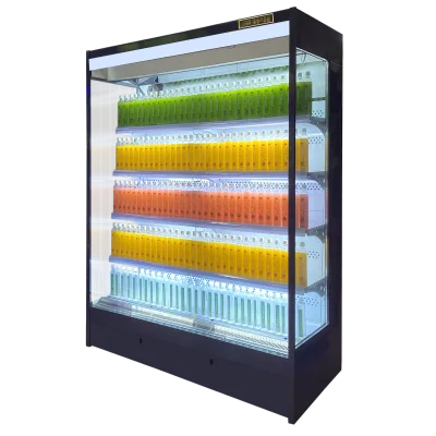 Customized size convenience upright chiller cooler supermarket display fruit vegetable open chiller open display chiller