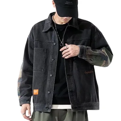 New Long Sleeved Denim Coat Men's Fashion Versatile Casual Men's Jacket Loose Workwear Spring and Autumn Top