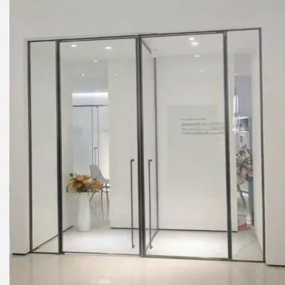 Modern Design Shower Cabin with Frosted Strip Aluminum Alloy & Tempered Glass Narrow Swing Door Shower Cubicle for Villa Use