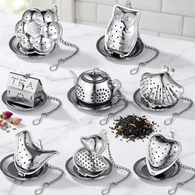 BAMBUS Animal-Shaped Kitchen Infuser Utensils Mesh Tea Infuser with Extended Chain and Lid for Kitchen Use