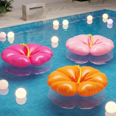 30In Inflatable Flower Pool Float Large Hibiscus Pool Float Hawaiian Decor, Floating Flower Raft for Swimming Beach Luau Holiday
