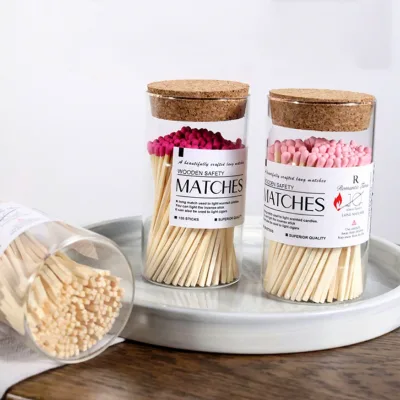 Customizable Wholesale Multiple Colors Durable Vintage Bottle Design Safety Matches Eco-Friendly Glass Jar Cigar Lighting Tool