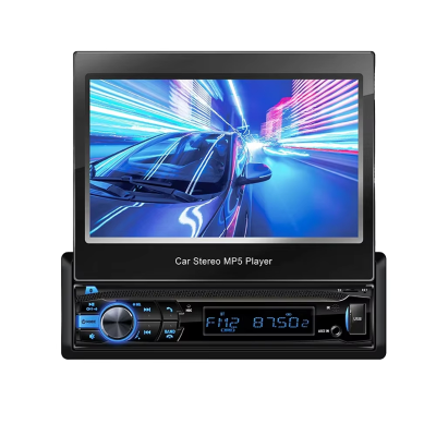 Single 1din Retractable Screen 7 Inch Car Video MP5 Player Reverse Camera Dashboard Placement USB Connection Auto Electronics