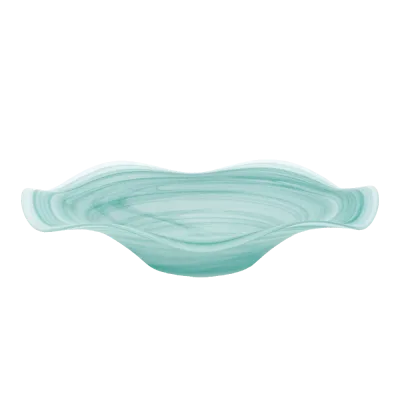 28cm Turquoise Swirled Handmade Luxury Glass Bowl for Serving Fruits Home Dinners Adds Artistic Flair Dishwasher Safe Parties