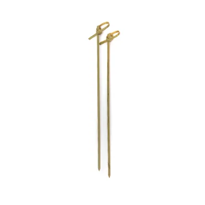6 Inch Green Bamboo Cocktail Picks Knotted Skewer for Steak / Pizza / Fruit