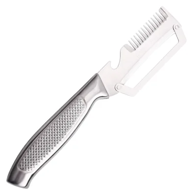 3-in-1 Durable Stainless Steel Peeler for Potato Carrot Veggie Peeler Scallion Shredder Bottle Opener for Right Hand Kitchen Use