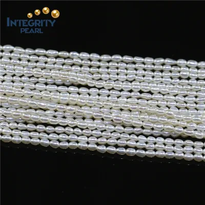 2-3mm AA Small Size Rice Loose Freshwater White Color Real Pearl Beads for Sale
