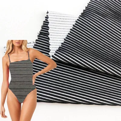 Soft Feeling Double Color High Elastic Rib Knit Spandex Nylon Fabric for Swimwear Underwear
