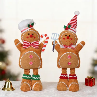 SOTE Best Selling Retractable Gingerbread Man Ornaments Factory Cotton & Polyester Christmas Indoor Decoration