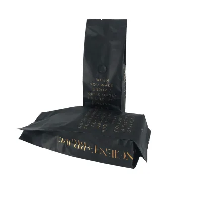 16oz Custom Printed Moisture Proof Plastic Empty Valve Black Matte Side Gusset Food Bags for Coffee