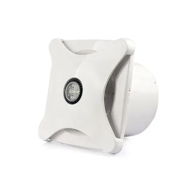 Glass Window square Ventilation Fans Plastic Silent Bathroom Exhaust Fan with Led Light