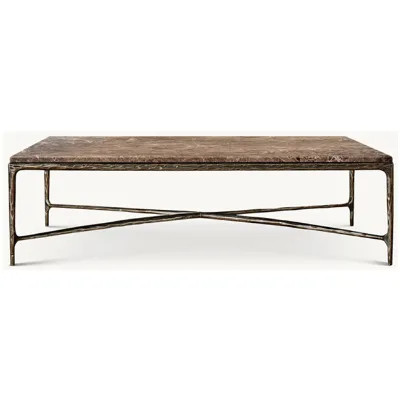 Modern Living Room Furniture Customized Color and Size Forged Legs Marble Top Coffee Table for Home Hotel