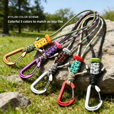 Multi-color Aluminum Alloy Geometric Shape Outdoor Carabiner Camping Paracord-braided Water Bottle Clip Key Lanyard