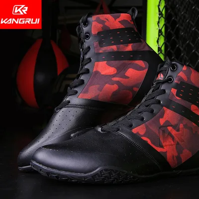 Hot Sale Ufc Shoes MMA Punching Shoes Leather PU Professional Shoes Boxing Leather Men's Wrestling Boots Contender