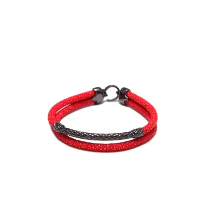 Luxury Bracelet S925 Sterling Silver with 2MC Thick Gold Plated 5mm Stingray Leather Cord With Various Leather Colors Available