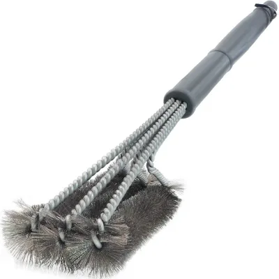 Hot Selling Stainless Steel BBQ Grill Brush 18 Inch Three-Head Wire Oven Cleaning Brush Heat Resistant