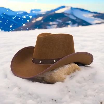 2025 Hot Selling Whosale Custom Color logo Western Cowgirl  Hat for Adults Cowboy Hat With Rope