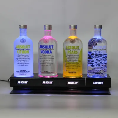 Factory Custom Logo LED Wine Bottle Glorifier Lighting Base Champagne Presenter Pedestal XO Liquid Rack Liquor Display Stand