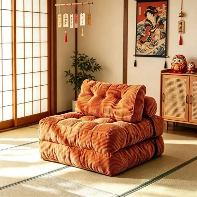 Compressed Vacuum Fabric Foldable Sofa Bed Modern Minimalist Living Room Lazy Sofa Can Reclined Sitting Sleeping Single Chair