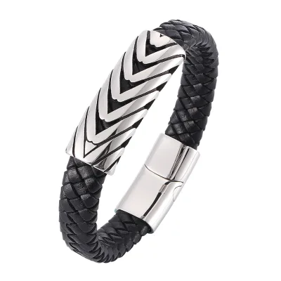 European Style Men's Leather Bracelet by Ilad Trendy Bow-shaped Design for Anniversary Occasions Islamic