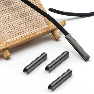 Shiny Gun Metal Gray Color Opening Side Metal Aglet Belt Ending