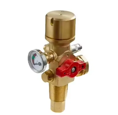 High Pressure FM200 Fire Extinguisher Control Valve Brass Construction Built-in Pressure Gauge 1/4 Port for Fire Suppression