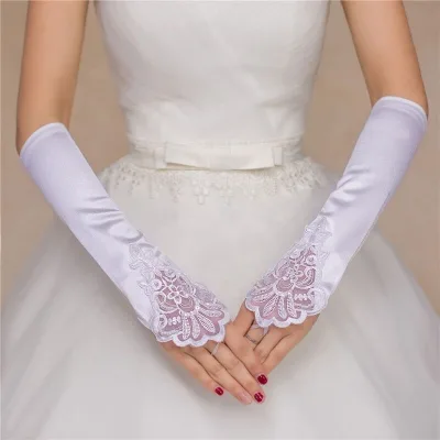Fingerless Long Bridal Gloves Pierced Elbow Length Satin Gloves Stretchy Opera Evening Party 1920s Gloves for Women