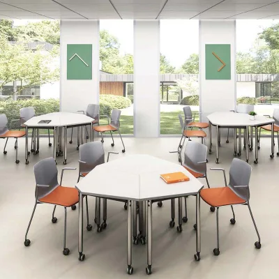 College Free Combination Foldable Table Classroom Furniture School Student Desks and Chairs Set