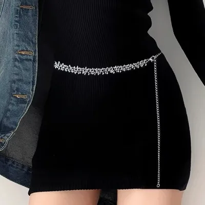 BOYI  New Uniquely Designed Tassel Chain Waist Belt Silver Waist Chain Wholesale