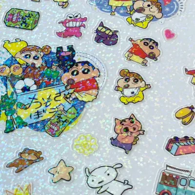 Custom Eco-Friendly UV Printed Animal Print Clear Transparent Flashing Waterproof Cartoon Adhesive Stickers Minimalist Labeling